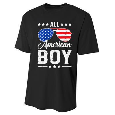 All American Boy 4th Of July Funny Patriotic Usa Matching Gift Performance Sprint T-Shirt