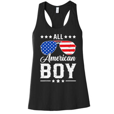 All American Boy 4th Of July Funny Patriotic Usa Matching Gift Women's Racerback Tank