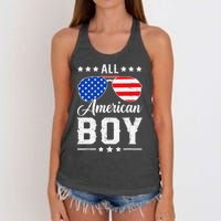 All American Boy 4th Of July Funny Patriotic Usa Matching Gift Women's Knotted Racerback Tank