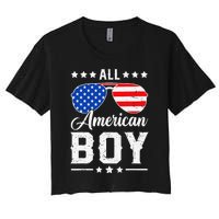 All American Boy 4th Of July Funny Patriotic Usa Matching Gift Women's Crop Top Tee