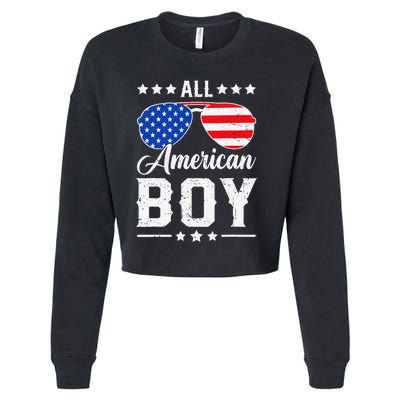 All American Boy 4th Of July Funny Patriotic Usa Matching Gift Cropped Pullover Crew