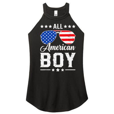 All American Boy 4th Of July Funny Patriotic Usa Matching Gift Women's Perfect Tri Rocker Tank