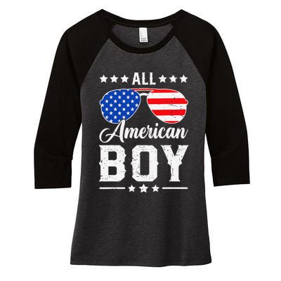 All American Boy 4th Of July Funny Patriotic Usa Matching Gift Women's Tri-Blend 3/4-Sleeve Raglan Shirt