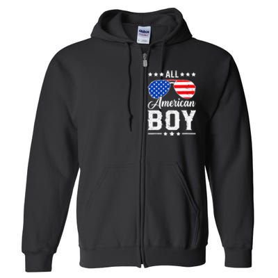 All American Boy 4th Of July Funny Patriotic Usa Matching Gift Full Zip Hoodie