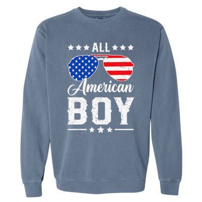 All American Boy 4th Of July Funny Patriotic Usa Matching Gift Garment-Dyed Sweatshirt