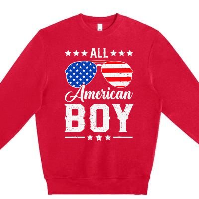 All American Boy 4th Of July Funny Patriotic Usa Matching Gift Premium Crewneck Sweatshirt