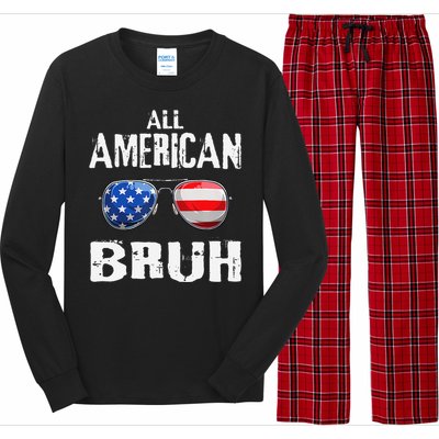 All American Bruh 4th Of July Boy Patriotic Gift Long Sleeve Pajama Set