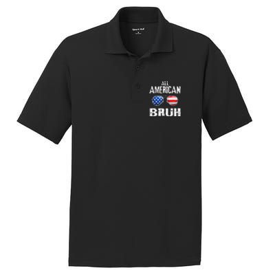 All American Bruh 4th Of July Boy Patriotic Gift PosiCharge RacerMesh Polo