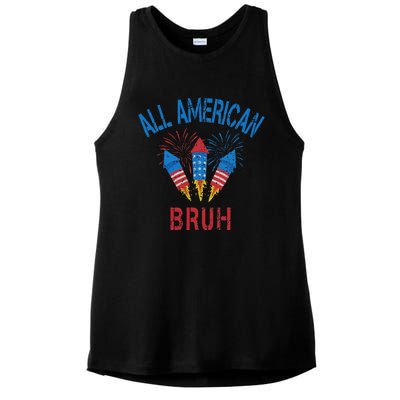 All American Bruh 4th Of July Teens Ladies PosiCharge Tri-Blend Wicking Tank