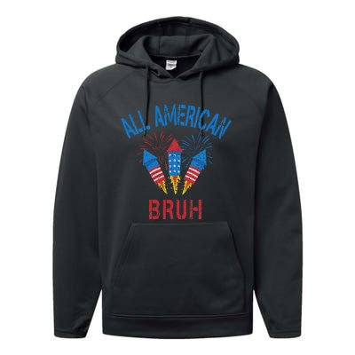 All American Bruh 4th Of July Teens Performance Fleece Hoodie