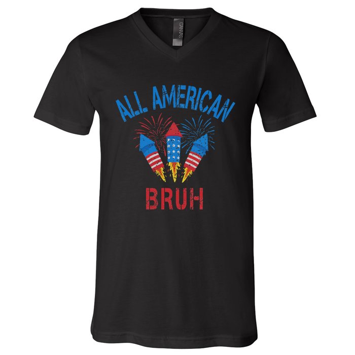 All American Bruh 4th Of July Teens V-Neck T-Shirt