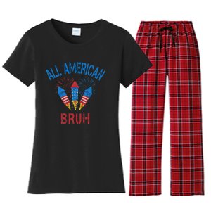 All American Bruh 4th Of July Teens Women's Flannel Pajama Set