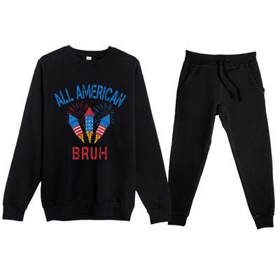 All American Bruh 4th Of July Teens Premium Crewneck Sweatsuit Set