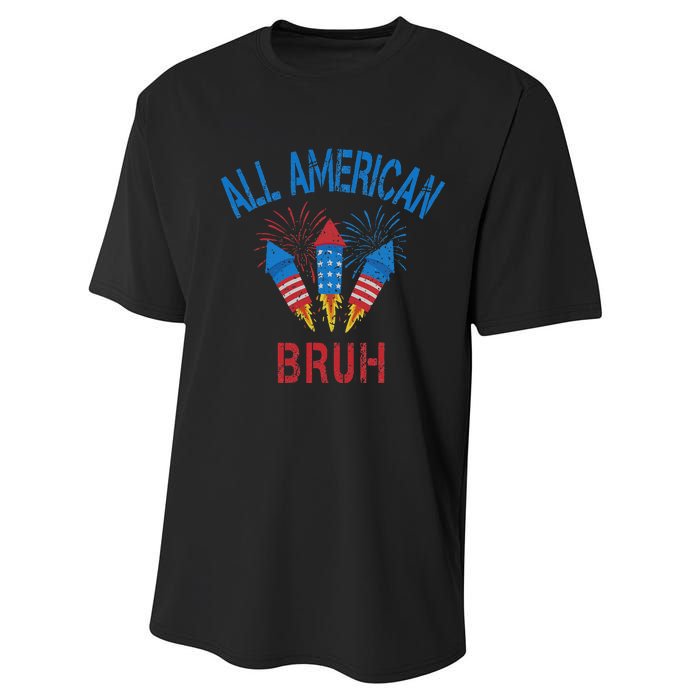 All American Bruh 4th Of July Teens Performance Sprint T-Shirt