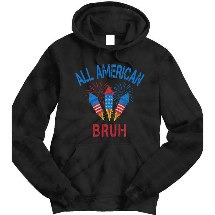 All American Bruh 4th Of July Teens Tie Dye Hoodie