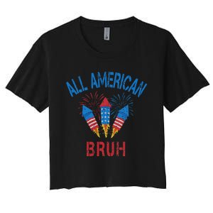 All American Bruh 4th Of July Teens Women's Crop Top Tee