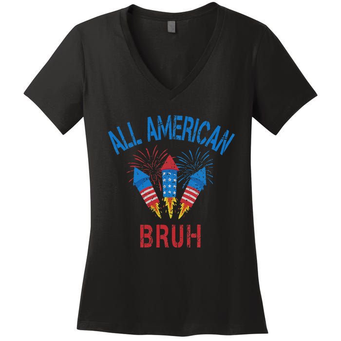 All American Bruh 4th Of July Teens Women's V-Neck T-Shirt