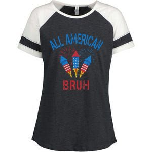 All American Bruh 4th Of July Teens Enza Ladies Jersey Colorblock Tee