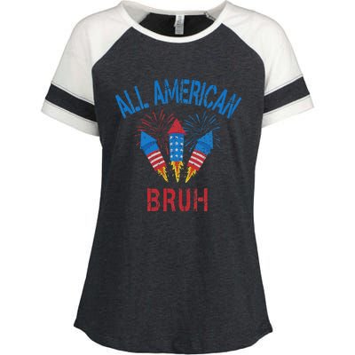 All American Bruh 4th Of July Teens Enza Ladies Jersey Colorblock Tee