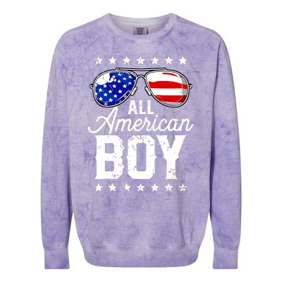 All American Boy 4th Of July Usa Sunglasses Family Matching Colorblast Crewneck Sweatshirt