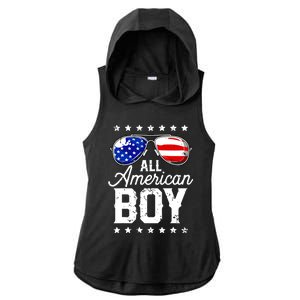 All American Boy 4th Of July Usa Sunglasses Family Matching Ladies PosiCharge Tri-Blend Wicking Draft Hoodie Tank