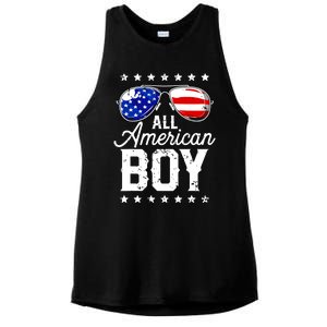 All American Boy 4th Of July Usa Sunglasses Family Matching Ladies PosiCharge Tri-Blend Wicking Tank