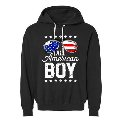 All American Boy 4th Of July Usa Sunglasses Family Matching Garment-Dyed Fleece Hoodie