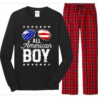 All American Boy 4th Of July Usa Sunglasses Family Matching Long Sleeve Pajama Set