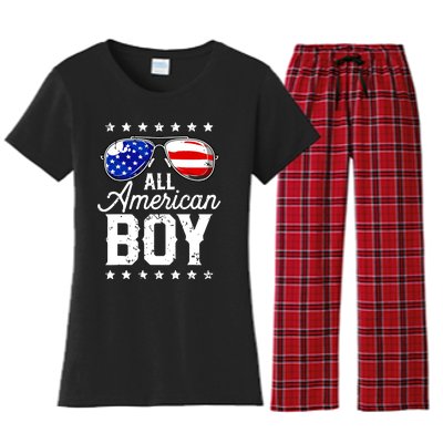 All American Boy 4th Of July Usa Sunglasses Family Matching Women's Flannel Pajama Set