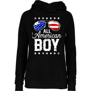 All American Boy 4th Of July Usa Sunglasses Family Matching Womens Funnel Neck Pullover Hood