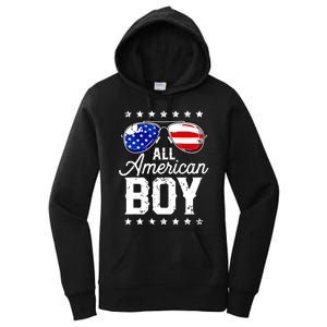 All American Boy 4th Of July Usa Sunglasses Family Matching Women's Pullover Hoodie