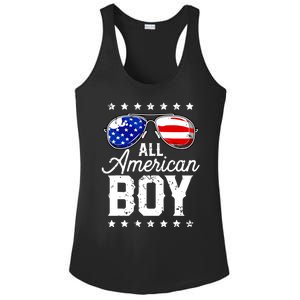 All American Boy 4th Of July Usa Sunglasses Family Matching Ladies PosiCharge Competitor Racerback Tank