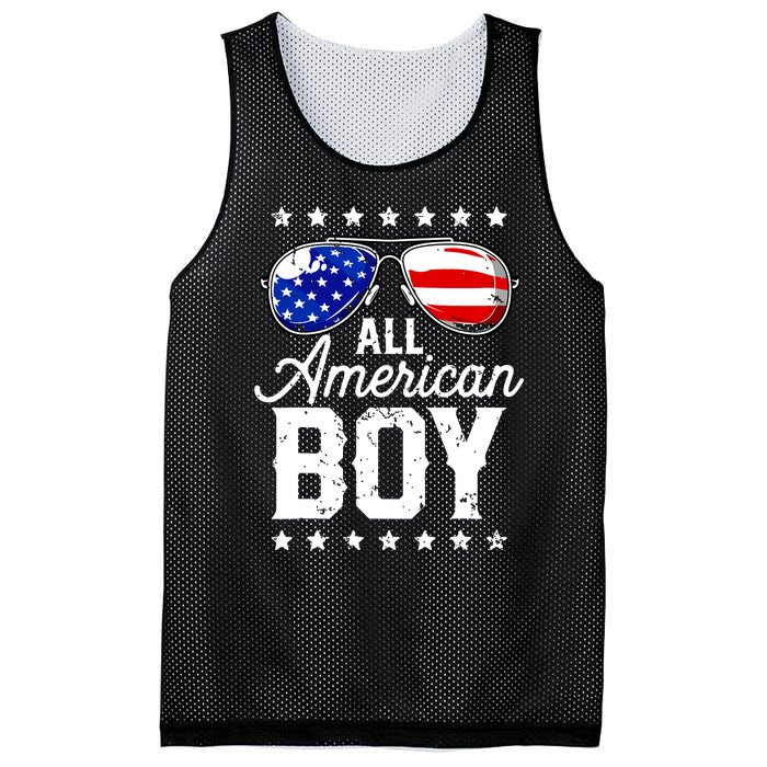 All American Boy 4th Of July Usa Sunglasses Family Matching Mesh Reversible Basketball Jersey Tank