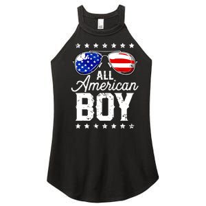 All American Boy 4th Of July Usa Sunglasses Family Matching Women's Perfect Tri Rocker Tank