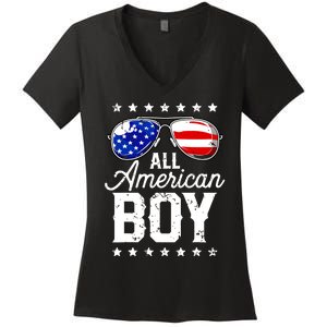 All American Boy 4th Of July Usa Sunglasses Family Matching Women's V-Neck T-Shirt