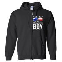 All American Boy 4th Of July Usa Sunglasses Family Matching Full Zip Hoodie