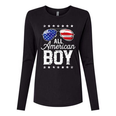 All American Boy 4th Of July Usa Sunglasses Family Matching Womens Cotton Relaxed Long Sleeve T-Shirt