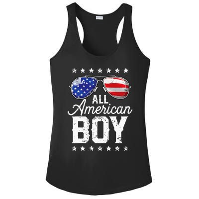 All American Boy 4th Of July Usa Sunglasses Family Matching Ladies PosiCharge Competitor Racerback Tank