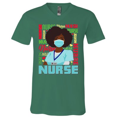 African American Black Nurse V-Neck T-Shirt