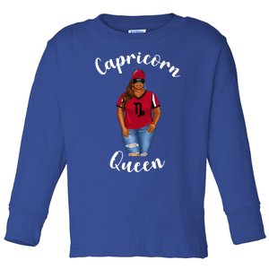 African American Baseball Mom Capricorn Queen Zodiac Sign Cool Gift Toddler Long Sleeve Shirt