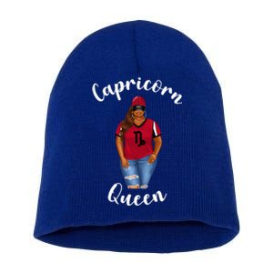 African American Baseball Mom Capricorn Queen Zodiac Sign Cool Gift Short Acrylic Beanie