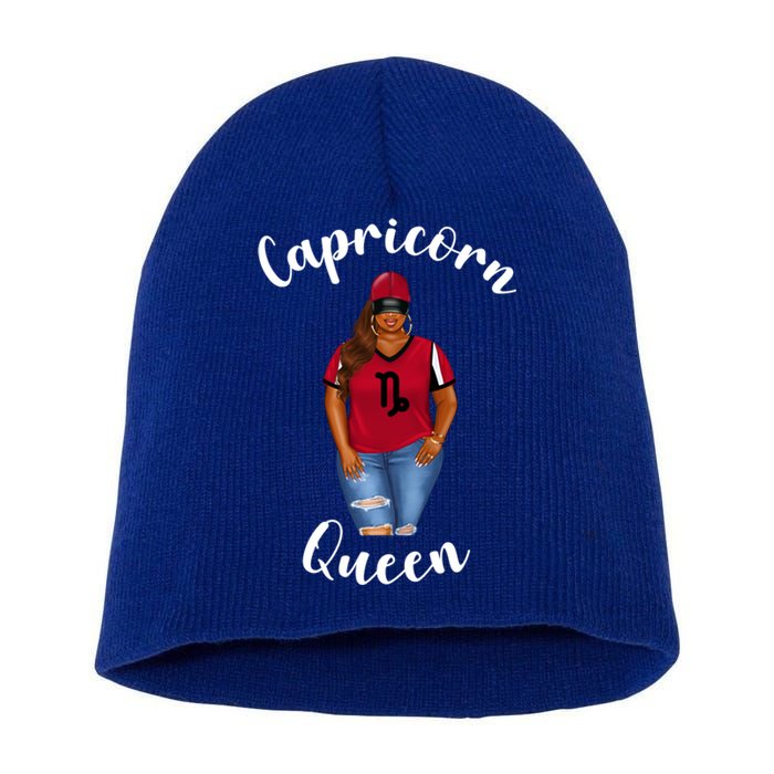 African American Baseball Mom Capricorn Queen Zodiac Sign Cool Gift Short Acrylic Beanie