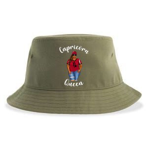 African American Baseball Mom Capricorn Queen Zodiac Sign Cool Gift Sustainable Bucket Hat