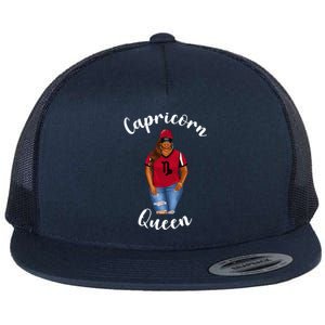 African American Baseball Mom Capricorn Queen Zodiac Sign Cool Gift Flat Bill Trucker Hat