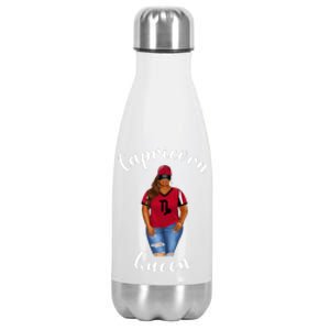 African American Baseball Mom Capricorn Queen Zodiac Sign Cool Gift Stainless Steel Insulated Water Bottle