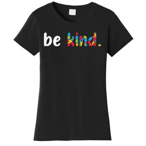 Autism Awareness Be Kind Colorful Puzzle Pieces Women's T-Shirt