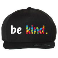 Autism Awareness Be Kind Colorful Puzzle Pieces Wool Snapback Cap