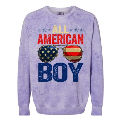 All American Boy Matching Family 4th Of July Celebration Colorblast Crewneck Sweatshirt