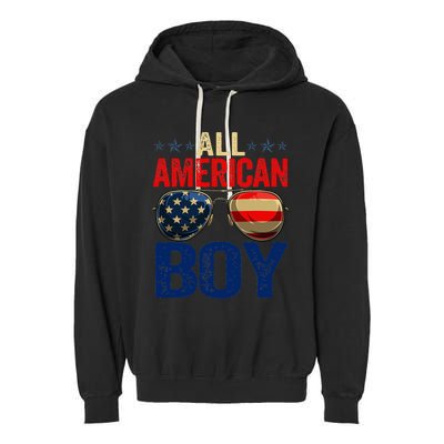 All American Boy Matching Family 4th Of July Celebration Garment-Dyed Fleece Hoodie