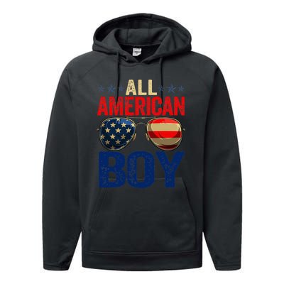 All American Boy Matching Family 4th Of July Celebration Performance Fleece Hoodie